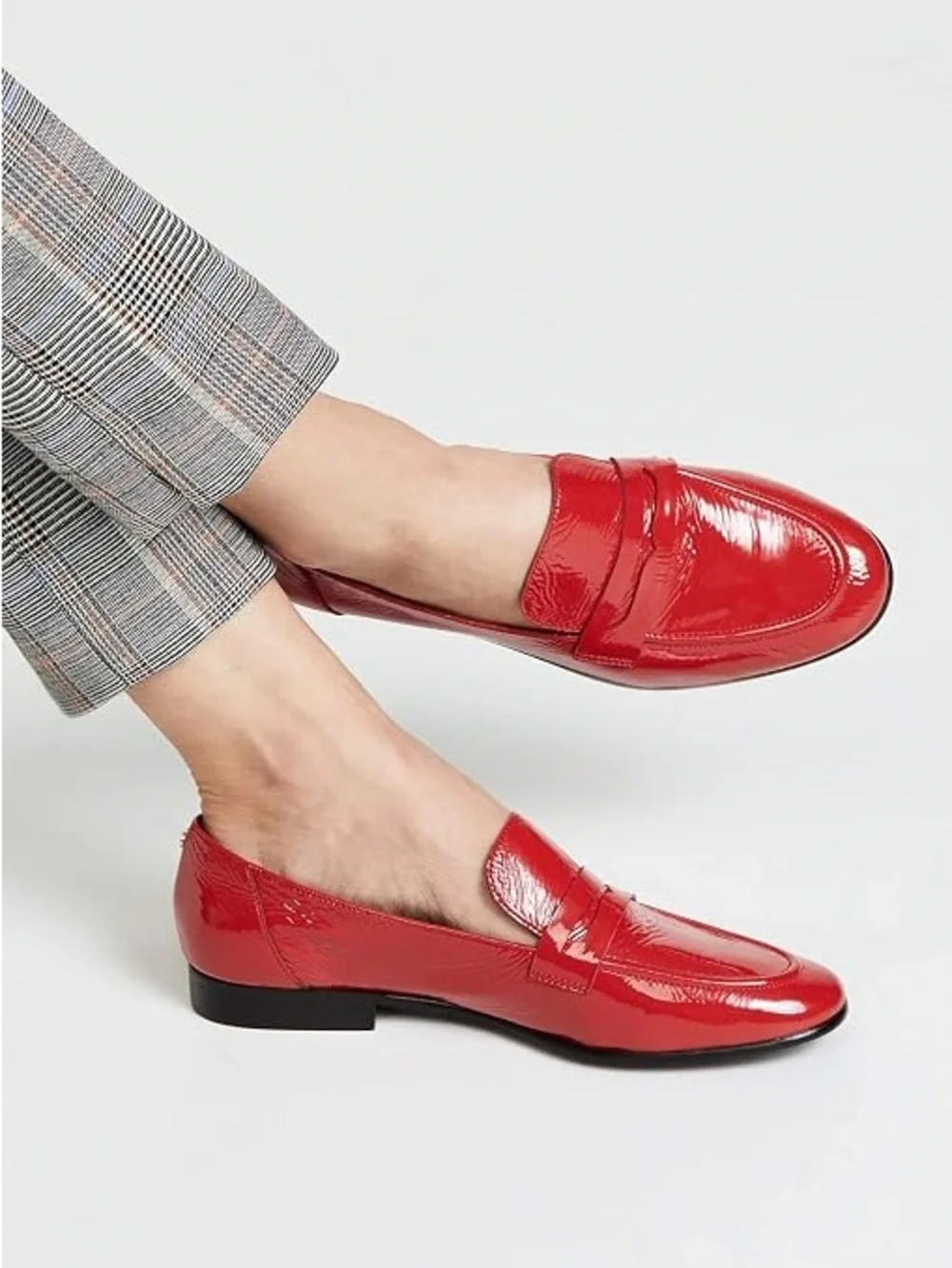 Kate Spade “Genevieve” crinkle parent loafers in Maraschino Red